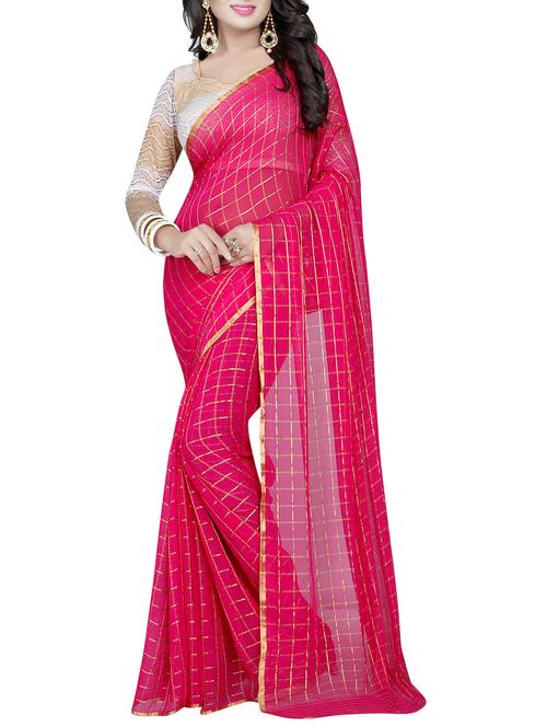 pink woven saree with blouse - 14409041 - Very Small Image - 1