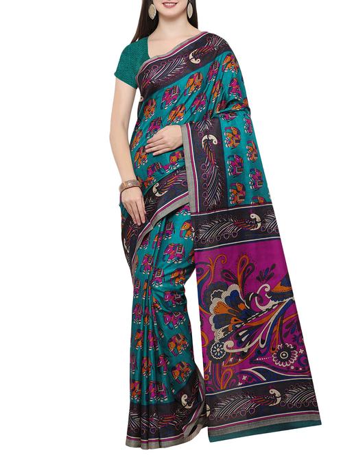 conversational tussar silk saree with blouse - 14409792 - Very Small Image - 1