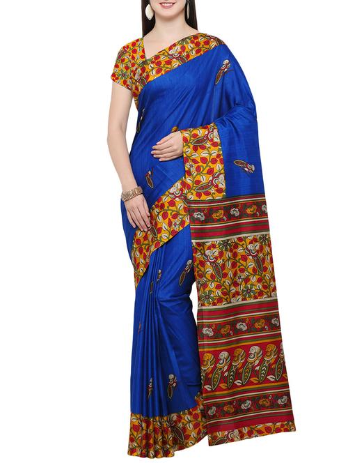 conversational tussar silk saree with blouse - 14409798 - Very Small Image - 1