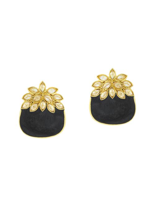 black brass studs earrings - 14410008 - Very Small Image - 1