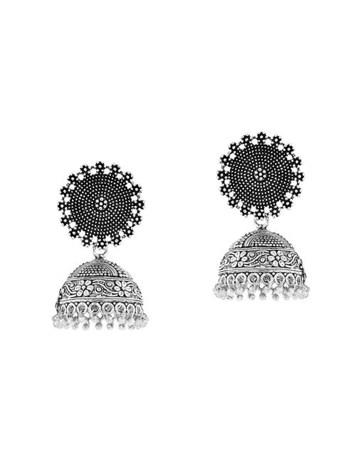 silver brass jhumka earrings - 14410027 - Very Small Image - 1