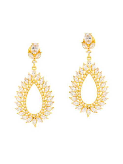 gold brass drop earrings - 14410046 - Very Small Image - 1