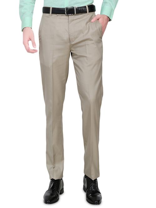 beige cotton blend formal trouser - 14410181 - Very Small Image - 1