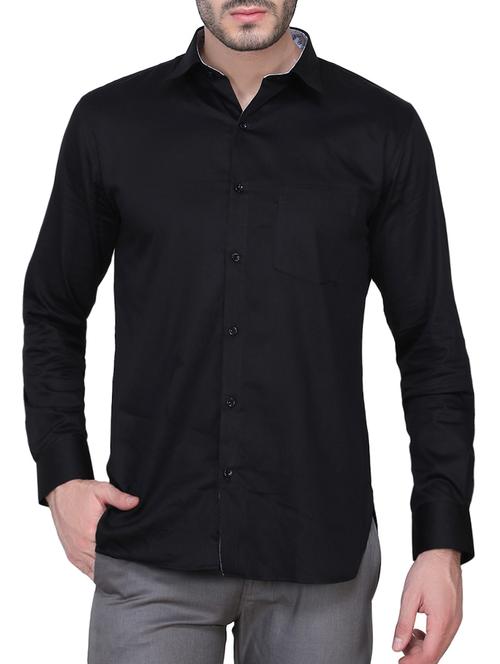 black cotton casual shirt - 14410195 - Very Small Image - 1