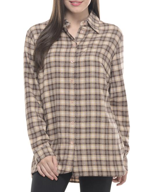brown cotton casual shirt - 14411168 - Very Small Image - 1