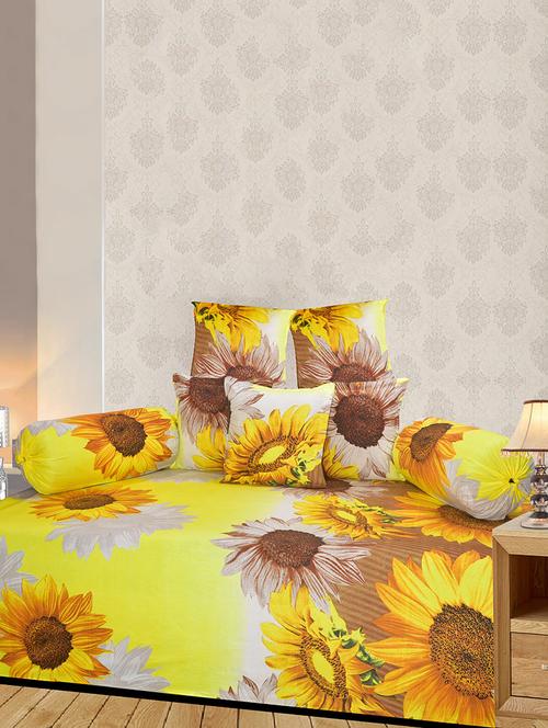 floral print polycotton 8 pcs diwan set - 14411494 - Very Small Image - 1