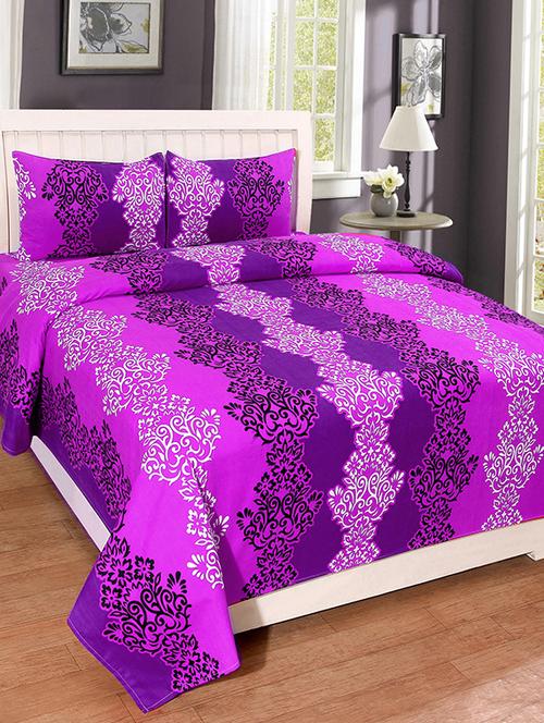 ethnic print polycotton double bedsheet with 2 pillow covers - 14412467 - Very Small Image - 1