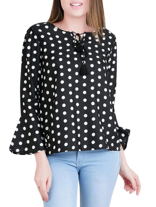 tassel tie neck polka dot top - 14412491 - Very Small Image - 1