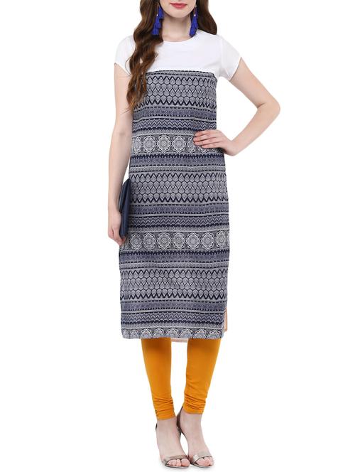 blue crepe straight kurta - 14413625 - Very Small Image - 1