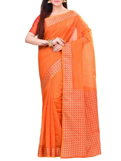 orange saree - 14414428 - Very Small Image - 1