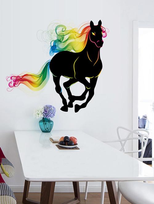 cortina black horse running 3d theme wall stickers - 14415640 - Very Small Image - 1
