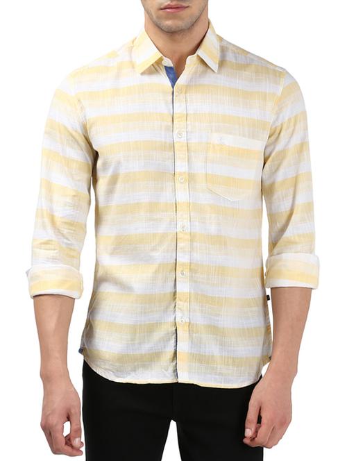 yellow and white cotton casual shirt - 14416765 - Very Small Image - 1