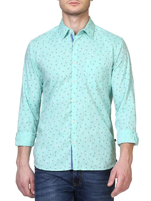 turquoise cotton casual shirt - 14416768 - Very Small Image - 1