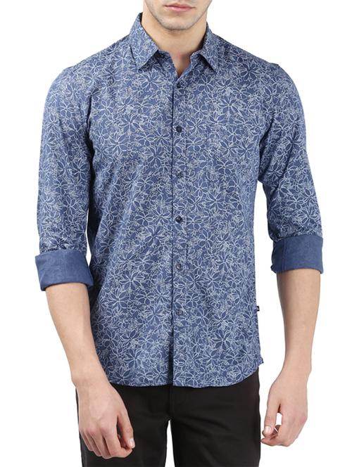 blue cotton casual shirt - 14416806 - Very Small Image - 1