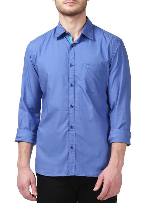 blue cotton casual shirt - 14416813 - Very Small Image - 1