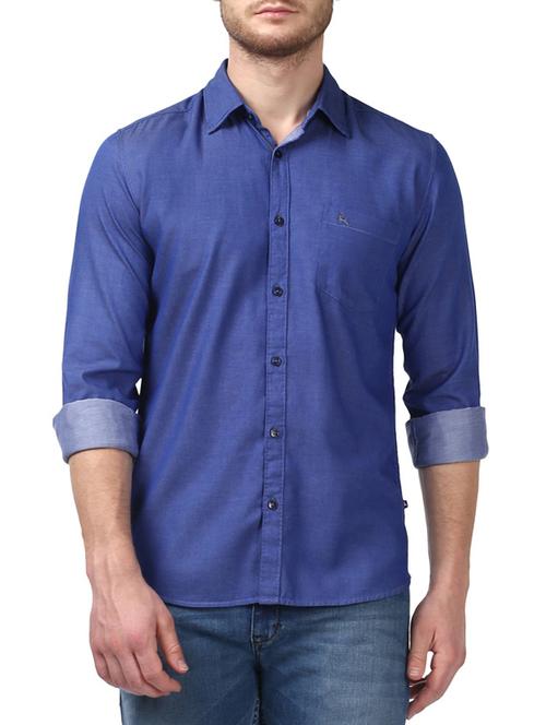 blue cotton casual shirt - 14416833 - Very Small Image - 1