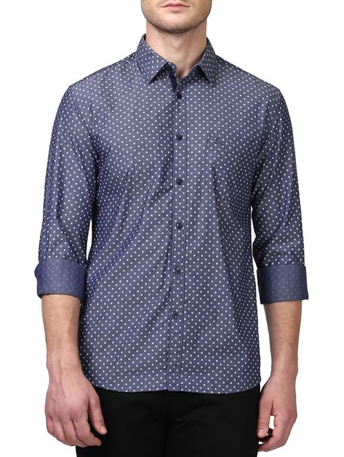 blue cotton casual shirt - 14416853 - Very Small Image - 1