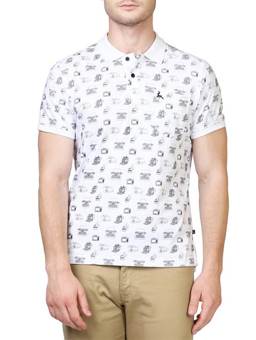 white cotton printed t-shirt - 14417390 - Very Small Image - 1