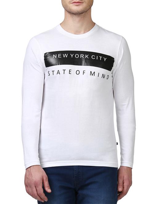 white cotton chest print t-shirt - 14417497 - Very Small Image - 1
