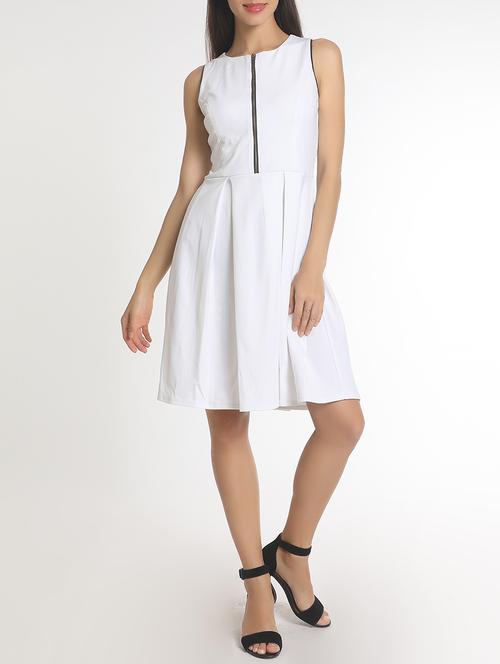 white fit & flare dress - 14418159 - Very Small Image - 1