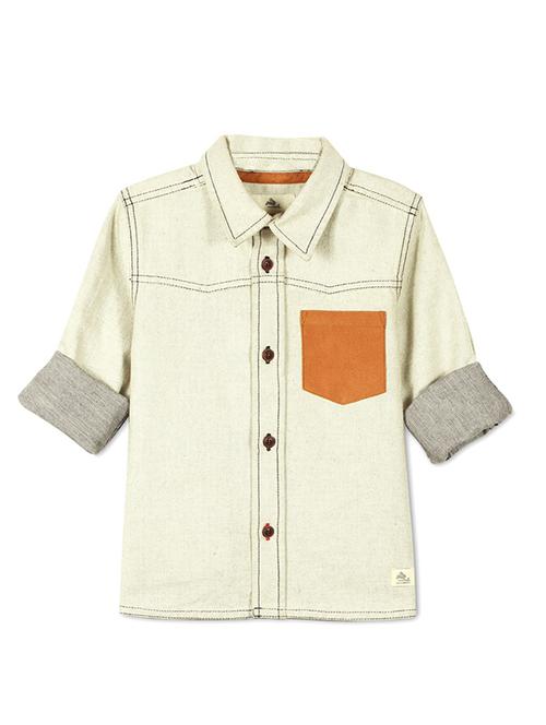 contrast pocket patch roll up sleeved shirt - 14418845 - Very Small Image - 1