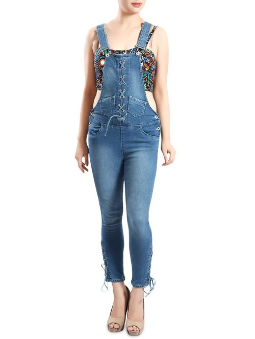 lace up denim dungree - 14419487 - Very Small Image - 1