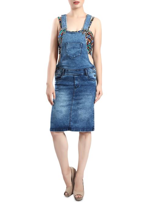 stone washed denim pinafore dress - 14419499 - Very Small Image - 1