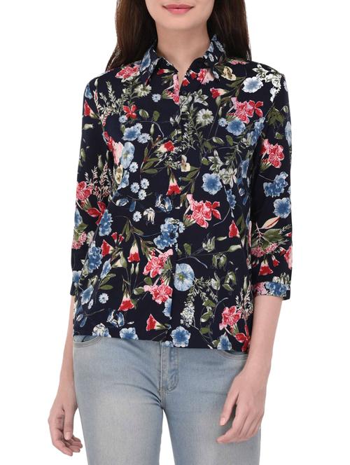 black floral cotton shirt - 14421055 - Very Small Image - 1