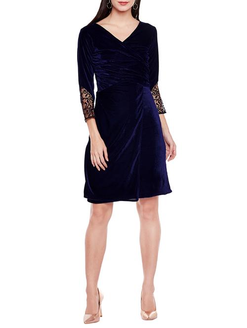 navy blue wrap dress - 14423968 - Very Small Image - 1
