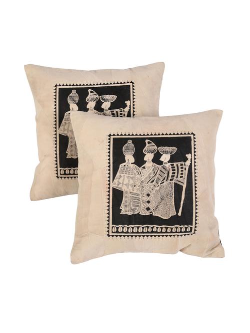 leather set of 2 rajasthani traditional cushion cover by rajrang - 14425422 - Very Small Image - 1