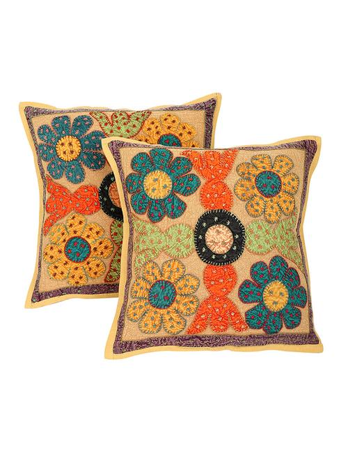 cotton set of 2 rajasthani traditional cushion cover by rajrang - 14425463 - Very Small Image - 1