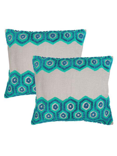 linen set of 2 rajasthani traditional cushion cover by rajrang - 14425465 - Very Small Image - 1