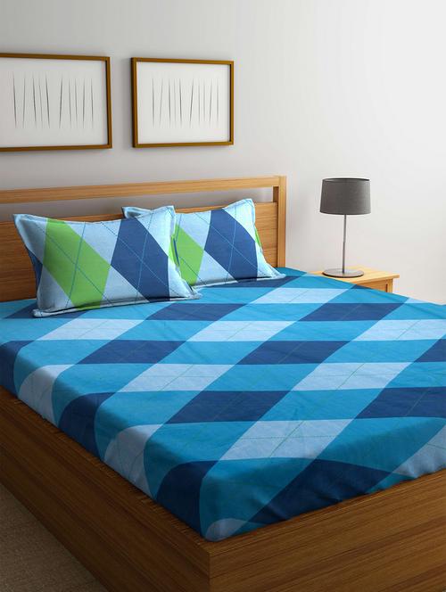 pure cotton queen size double bed sheet with 2 pillow covers - 14425688 - Very Small Image - 1