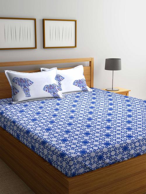 pure cotton queen size double bed sheet with 2 pillow covers - 14425691 - Very Small Image - 1