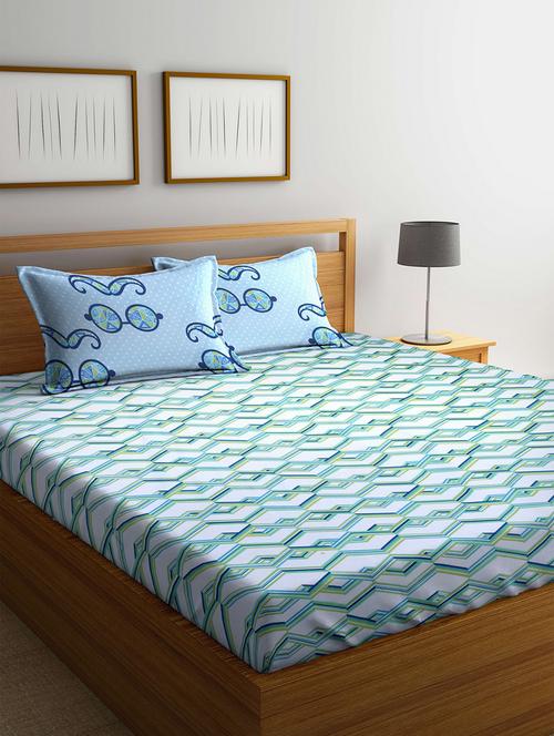 pure cotton queen size double bed sheet with 2 pillow covers - 14425693 - Very Small Image - 1