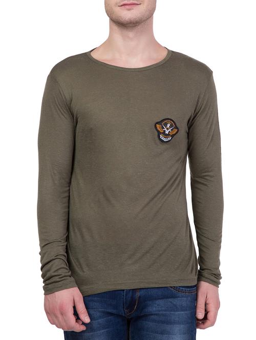olive green cotton t-shirt - 14428008 - Very Small Image - 1