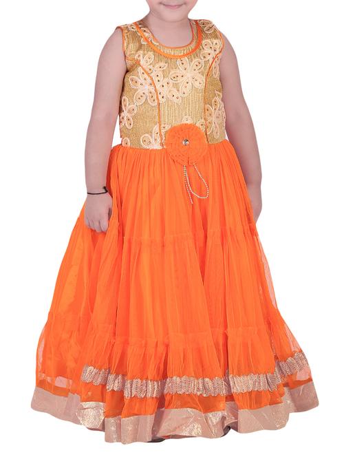 orange net party gown - 14428766 - Very Small Image - 1