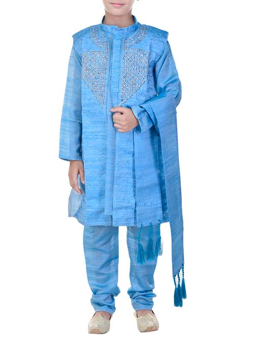 blue cotton kurta set - 14428938 - Very Small Image - 1