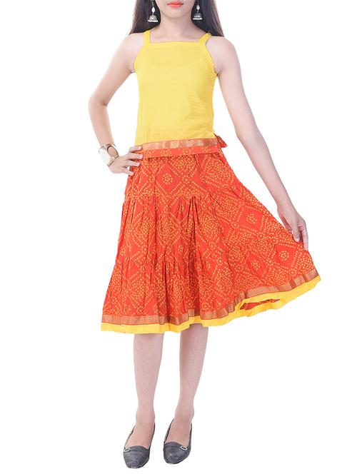 orange and yellow cotton skirt set - 14429036 - Very Small Image - 1