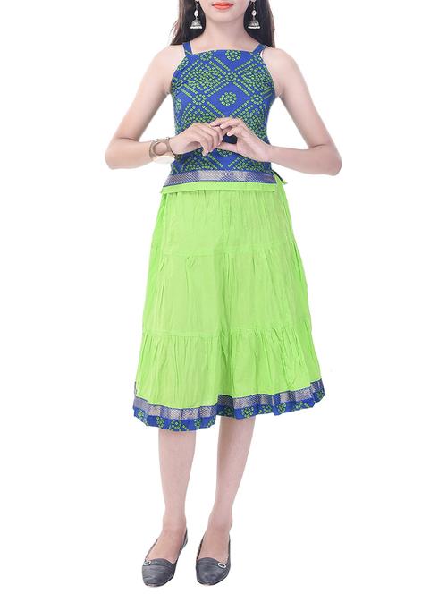 green and blue cotton skirt set - 14429050 - Very Small Image - 1