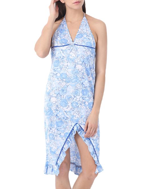 blue satin floral sleepshirt - 14429094 - Very Small Image - 1