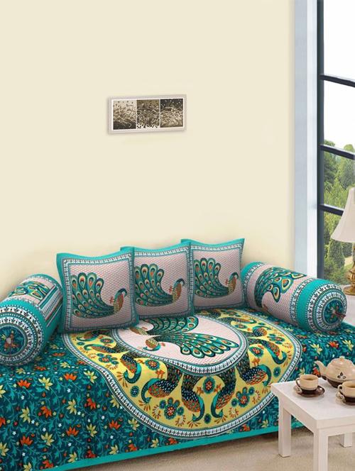 cotton rajasthani printed 6 pieces diwan set - 14429170 - Very Small Image - 1