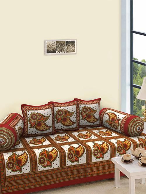 cotton rajasthani printed 6 pieces diwan set - 14429179 - Very Small Image - 1