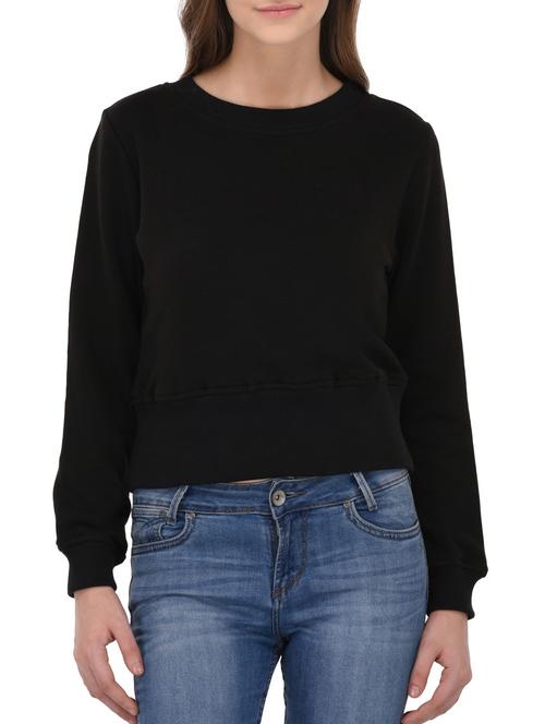 black cotton casual sweatshirt - 14432526 - Very Small Image - 1