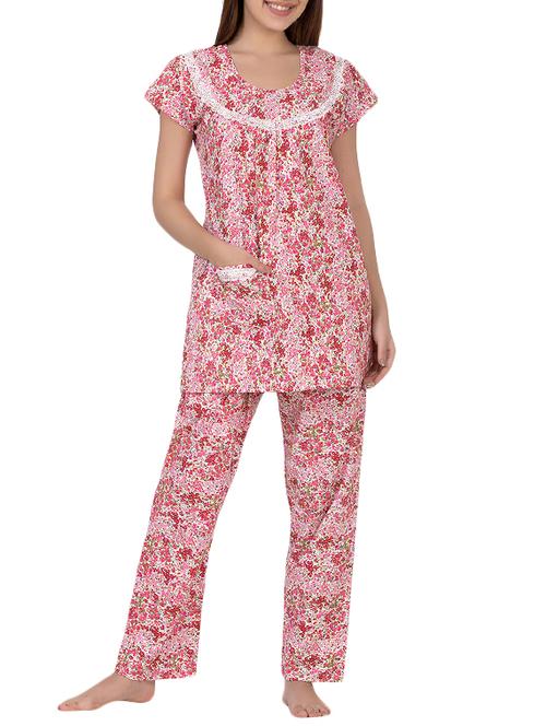pink cotton blend nightwear set - 14432937 - Very Small Image - 1
