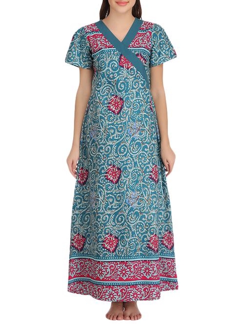 blue cotton gown - 14432941 - Very Small Image - 1