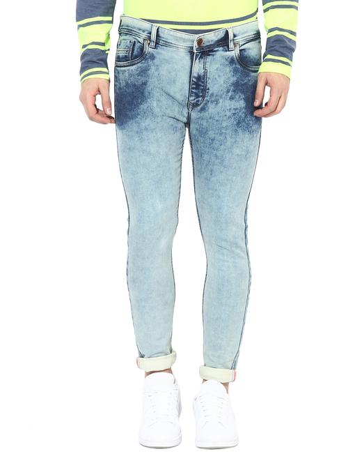 light blue cotton blend washed jeans - 14433194 - Very Small Image - 1