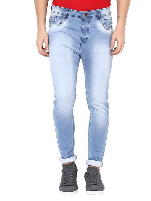 light blue cotton blend washed jeans - 14433198 - Very Small Image - 1