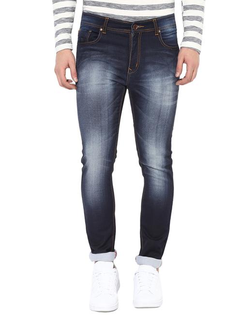 blue cotton blend washed jeans - 14433199 - Very Small Image - 1