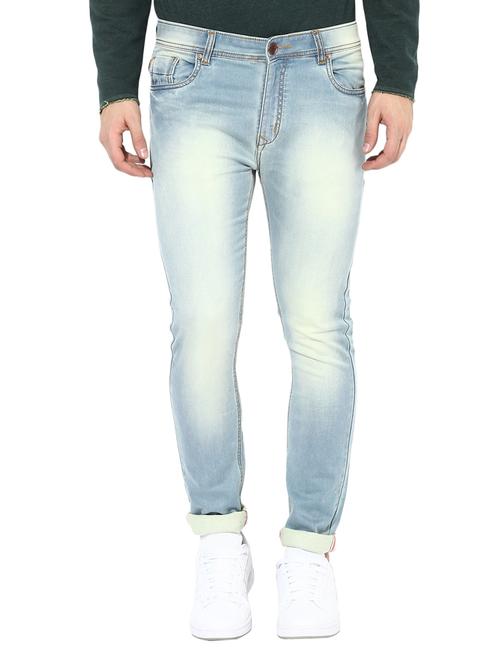light blue cotton blend washed jeans - 14433200 - Very Small Image - 1
